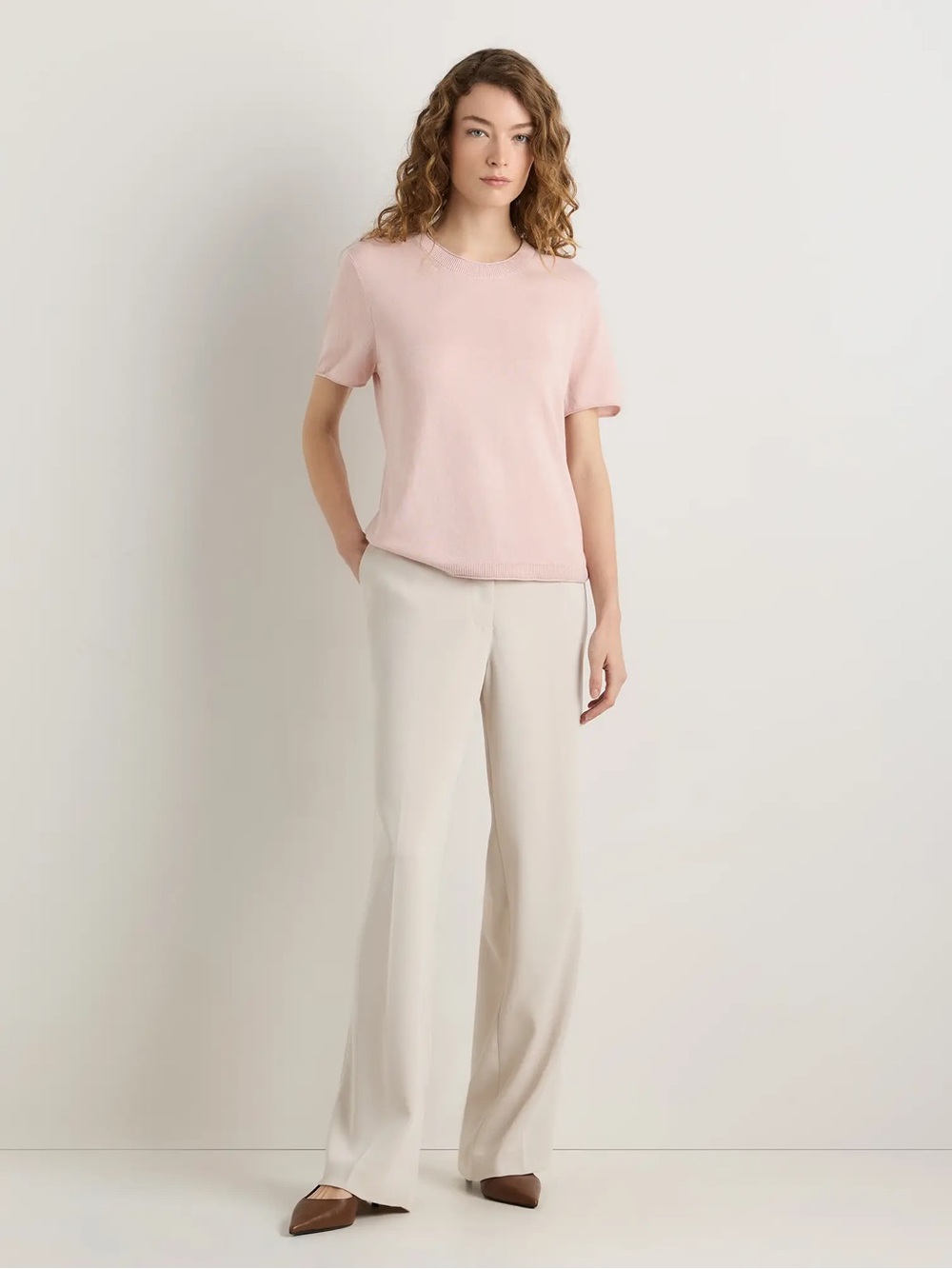Lightweight Cotton Cashmere Relaxed Sweater Tee